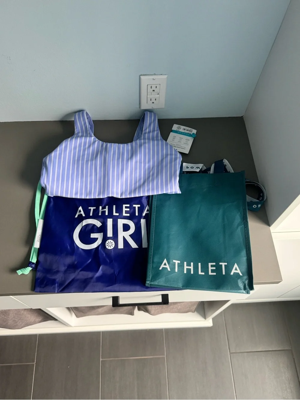 Athleta Girl Cloud Scoop Periwinkle One-Piece in “La Mar Stripe” – Size XXL/16